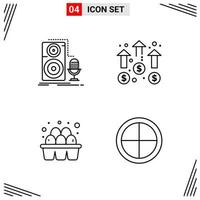 4 Icons Line Style Grid Based Creative Outline Symbols for Website Design Simple Line Icon Signs Isolated on White Background 4 Icon Set Creative Black Icon vector background