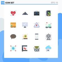 Modern Set of 16 Flat Colors and symbols such as book portfolio nature marketing case Editable Pack of Creative Vector Design Elements