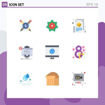 9 Universal Flat Color Signs Symbols of technology progress ramadan seo web blogging Editable Vector Design Elements