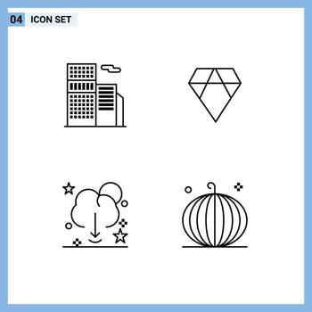 User Interface Pack of 4 Basic Filledline Flat Colors of building data office crypto save Editable Vector Design Elements