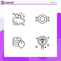 Set of 4 icons in Line style Creative Outline Symbols for Website Design and Mobile Apps Simple Line Icon Sign Isolated on White Background 4 Icons Creative Black Icon vector background