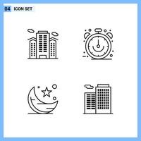 4 Icons Line style Creative Outline Symbols Black Line Icon Sign Isolated on White Background Creative Black Icon vector background