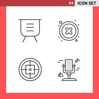 4 Icon Pack Line Style Outline Symbols on White Background Simple Signs for general designing Creative Black Icon vector background