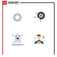 Pack of 4 Modern Flat Icons Signs and Symbols for Web Print Media such as cogs scary fertilization ghost painter Editable Vector Design Elements