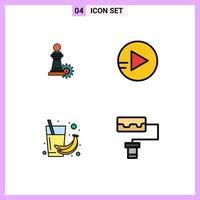 Set of 4 Modern UI Icons Symbols Signs for chess health success banana pattern Editable Vector Design Elements