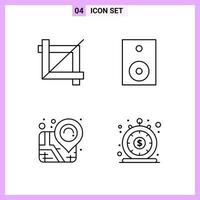 4 Icons in Line Style Outline Symbols on White Background Creative Vector Signs for Web mobile and Print Creative Black Icon vector background