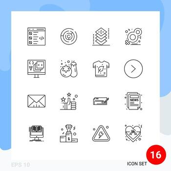 Universal Icon Symbols Group of 16 Modern Outlines of symbol eight maze day layers Editable Vector Design Elements