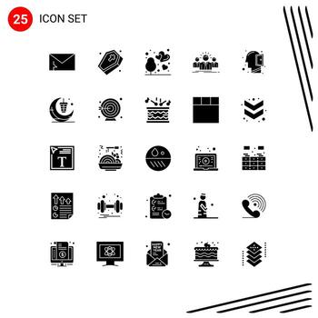 25 Universal Solid Glyphs Set for Web and Mobile Applications leader employee spooky career tree Editable Vector Design Elements