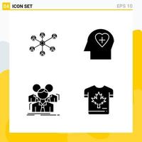 colección de 4 iconos sólidos universales conjunto de iconos para web y móvil fondo de vector de icono negro creativo