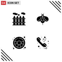 4 iconos creativos, signos y símbolos modernos de calefacción, juegos, carreras, comunicación de automóviles, elementos de diseño vectorial editables vector
