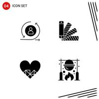 Collection of 4 Vector Icons in solid style Pixle Perfect Glyph Symbols for Web and Mobile Solid Icon Signs on White Background 4 Icons Creative Black Icon vector background