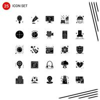 Modern Set of 25 Solid Glyphs and symbols such as project engineer video automation park Editable Vector Design Elements