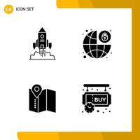 4 Icon Set Solid Style Icon Pack Glyph Symbols isolated on White Backgound for Responsive Website Designing Creative Black Icon vector background