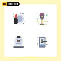 paquete de 4 iconos planos creativos de belleza moda en línea estacionamiento compras elementos de diseño vectorial editables vector