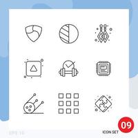 Mobile Interface Outline Set of 9 Pictograms of cpu dumb dangling earrings healthcare up Editable Vector Design Elements