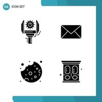 Vector Pack of 4 Glyph Symbols Solid Style Icon Set on White Background for Web and Mobile Creative Black Icon vector background