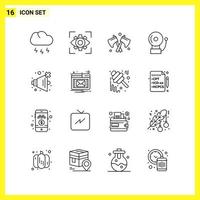 16 Icon Set Simple Line Symbols Outline Sign on White Background for Website Design Mobile Applications and Print Media Creative Black Icon vector background