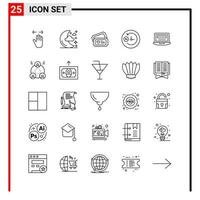 25 General Icons for website design print and mobile apps 25 Outline Symbols Signs Isolated on White Background 25 Icon Pack Creative Black Icon vector background