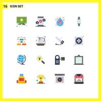 Group of 16 Modern Flat Colors Set for android watch bio smartwatch liquid Editable Pack of Creative Vector Design Elements