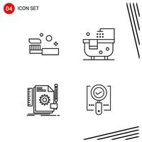 Collection of 4 Vector Icons in Line style Pixle Perfect Outline Symbols for Web and Mobile Line Icon Signs on White Background 4 Icons Creative Black Icon vector background