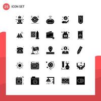 Group of 25 Solid Glyphs Signs and Symbols for profit money vision hand signal Editable Vector Design Elements