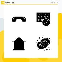 Collection of 4 Universal Solid Icons Icon Set for Web and Mobile Creative Black Icon vector background