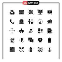 25 User Interface Solid Glyph Pack of modern Signs and Symbols of data safe atom protection network Editable Vector Design Elements