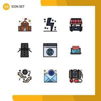 Modern Set of 9 Filledline Flat Colors and symbols such as network highway city grid construction Editable Vector Design Elements