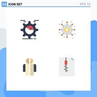 Universal Icon Symbols Group of 4 Modern Flat Icons of setting payments chart dividends broken Editable Vector Design Elements
