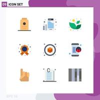 9 Universal Flat Color Signs Symbols of object box leaf education badge Editable Vector Design Elements