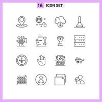 User Interface Pack of 16 Basic Outlines of maintenance video download projector camera Editable Vector Design Elements