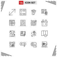 Modern Set of 16 Outlines and symbols such as coding website head html web Editable Vector Design Elements