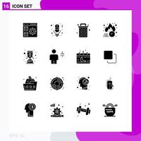 User Interface Pack of 16 Basic Solid Glyphs of sale discount women friday garbage Editable Vector Design Elements