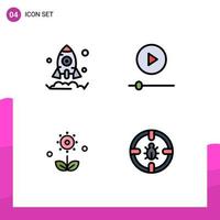 Modern Set of 4 Filledline Flat Colors and symbols such as business flower devices technology spring Editable Vector Design Elements