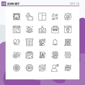 Set of 25 Modern UI Icons Symbols Signs for window web cable generation energy Editable Vector Design Elements