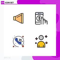 Pictogram Set of 4 Simple Filledline Flat Colors of sound call click help service Editable Vector Design Elements