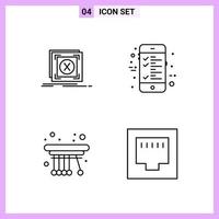 4 Icons in Line Style Outline Symbols on White Background Creative Vector Signs for Web mobile and Print Creative Black Icon vector background