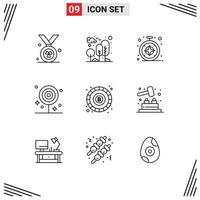 9 Thematic Vector Outlines and Editable Symbols of blockchain lollipop browser food dinner Editable Vector Design Elements