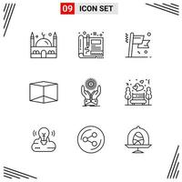 9 Icons Line Style Grid Based Creative Outline Symbols for Website Design Simple Line Icon Signs Isolated on White Background 9 Icon Set Creative Black Icon vector background