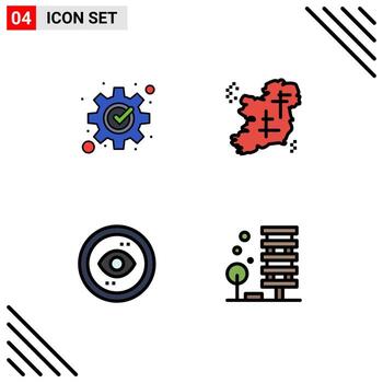 4 User Interface Filledline Flat Color Pack of modern Signs and Symbols of development browser process location interface Editable Vector Design Elements