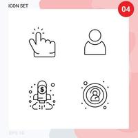 Line Pack of 4 Universal Symbols of click chart point basic goal Editable Vector Design Elements