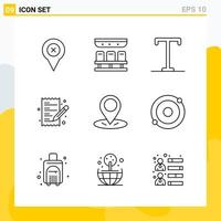 Collection of 9 Universal Line Icons Icon Set for Web and Mobile Creative Black Icon vector background