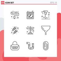9 Creative Icons Modern Signs and Symbols of cross road navigation corkscrew direction party Editable Vector Design Elements