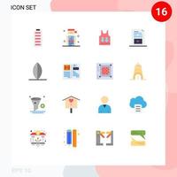 Modern Set of 16 Flat Colors Pictograph of music media target file sport Editable Pack of Creative Vector Design Elements