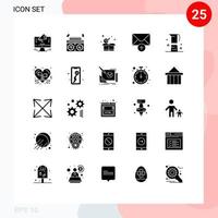 25 concepto de glifo sólido para sitios web móviles y aplicaciones bebidas marca de verificación nuevos elementos de diseño vectorial editables de correo vector