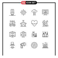 Universal Icon Symbols Group of 16 Modern Outlines of wireless wifi user router photo Editable Vector Design Elements