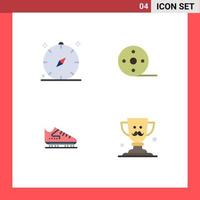 Pack of 4 Modern Flat Icons Signs and Symbols for Web Print Media such as compass boot navigation film skate Editable Vector Design Elements