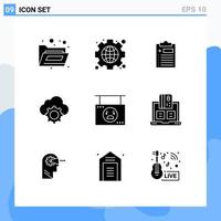 9 iconos creativos signos y símbolos modernos de configuración de halloween portapapeles nube nube elementos de diseño vectorial editables vector