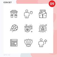 Pack of 9 creative Outlines of soccer file body document zip Editable Vector Design Elements