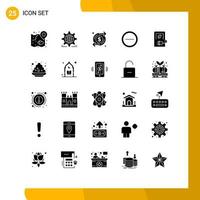 Modern Set of 25 Solid Glyphs Pictograph of car minus globe interface investment Editable Vector Design Elements